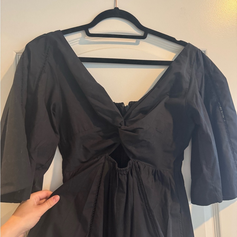 Abercrombie & Fitch Black Ruched Puff Sleeve Dress